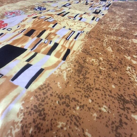 Vintage Abstract Silk Scarf – Gustav Klimt “The Kiss” Art Print Square - Picture 6 of 9